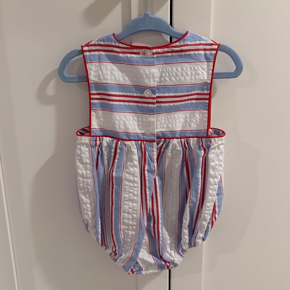 Little English Blue and Red Striped Bubble, 9M, Like New - Picture 3 of 4